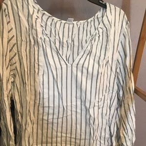 Old Navy White + Black Striped Blouse